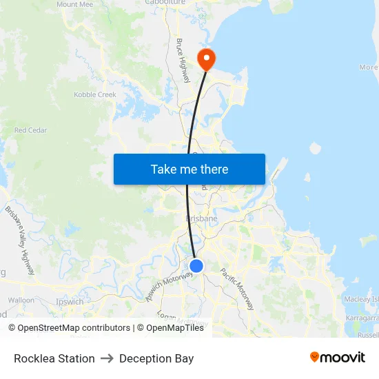 Rocklea Station to Deception Bay map