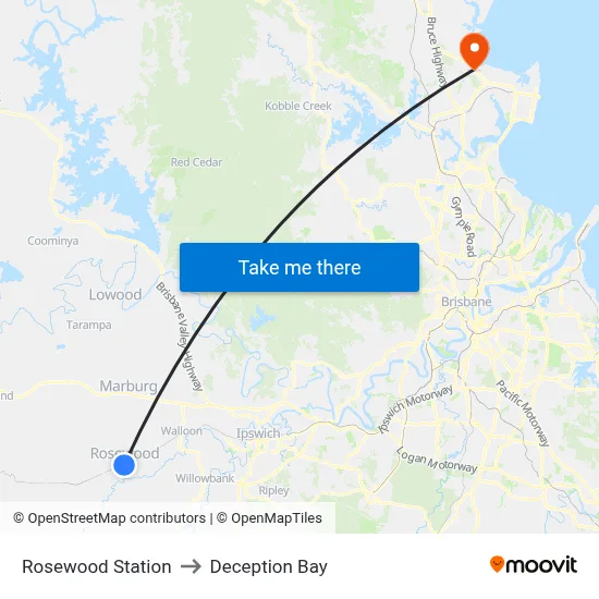 Rosewood Station to Deception Bay map