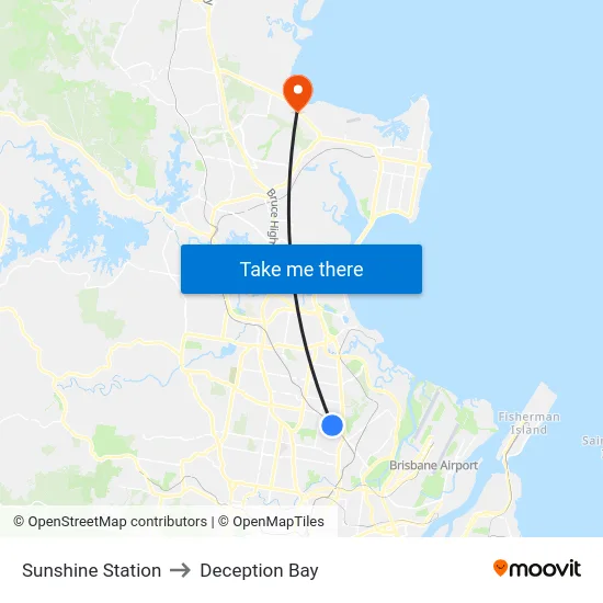 Sunshine Station to Deception Bay map