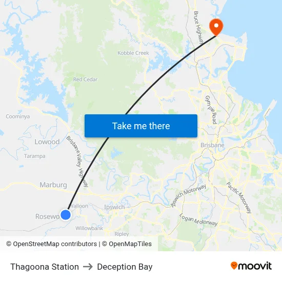 Thagoona Station to Deception Bay map