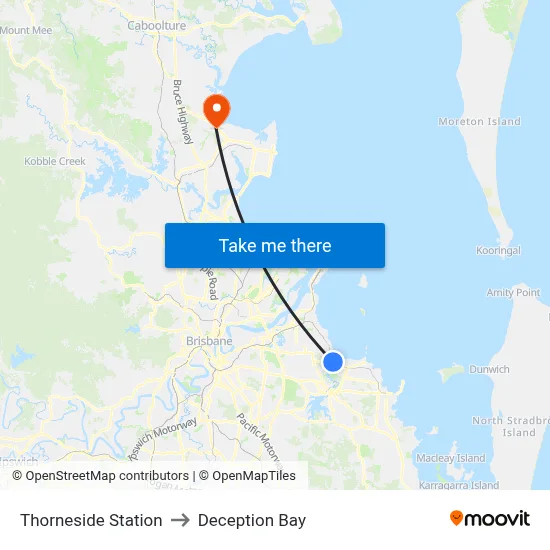 Thorneside Station to Deception Bay map