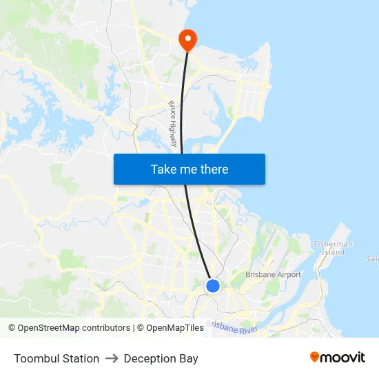 Toombul Station to Deception Bay map