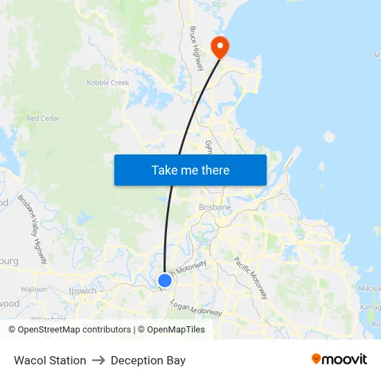 Wacol Station to Deception Bay map