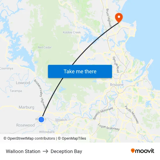 Walloon Station to Deception Bay map