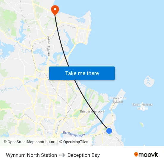 Wynnum North Station to Deception Bay map