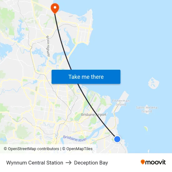 Wynnum Central Station to Deception Bay map