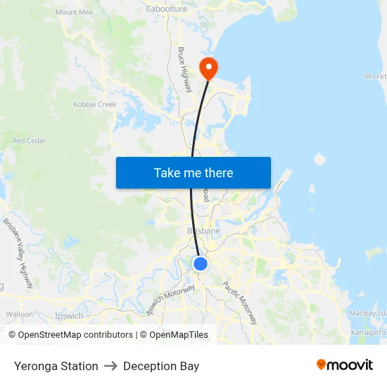 Yeronga Station to Deception Bay map