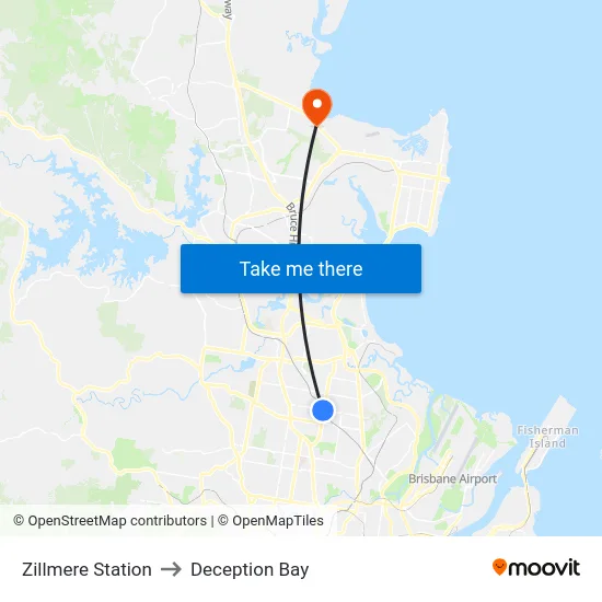 Zillmere Station to Deception Bay map