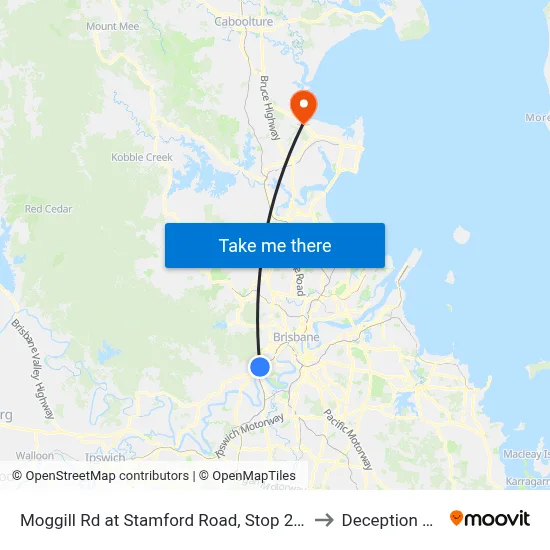 Moggill Rd at Stamford Road, Stop 22/23 to Deception Bay map