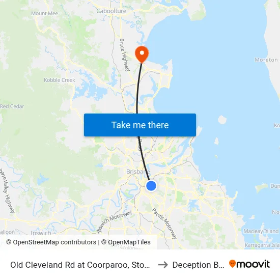 Old Cleveland Rd at Coorparoo, Stop 23 to Deception Bay map