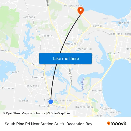 South Pine Rd Near Station St to Deception Bay map