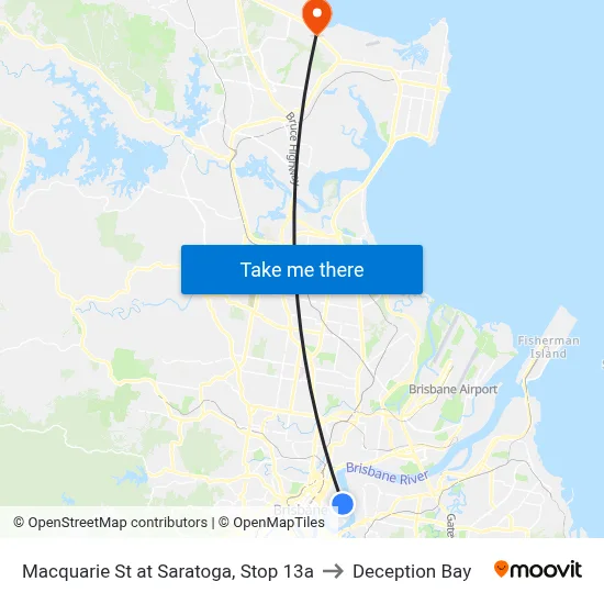 Macquarie St at Saratoga, Stop 13a to Deception Bay map