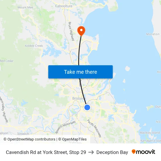 Cavendish Rd at York Street, Stop 29 to Deception Bay map