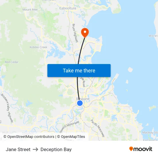 Jane Street to Deception Bay map