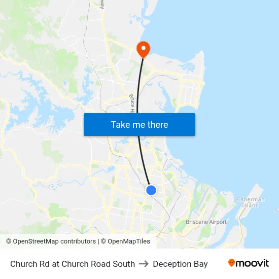 Church Rd at Church Road South to Deception Bay map