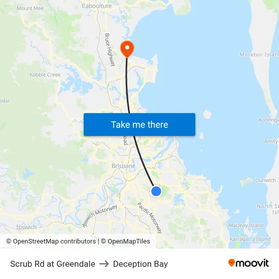 Scrub Rd at Greendale to Deception Bay map