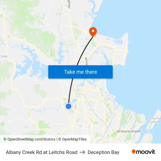 Albany Creek Rd at Leitchs Road to Deception Bay map