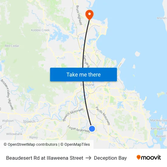 Beaudesert Rd at Illaweena Street to Deception Bay map