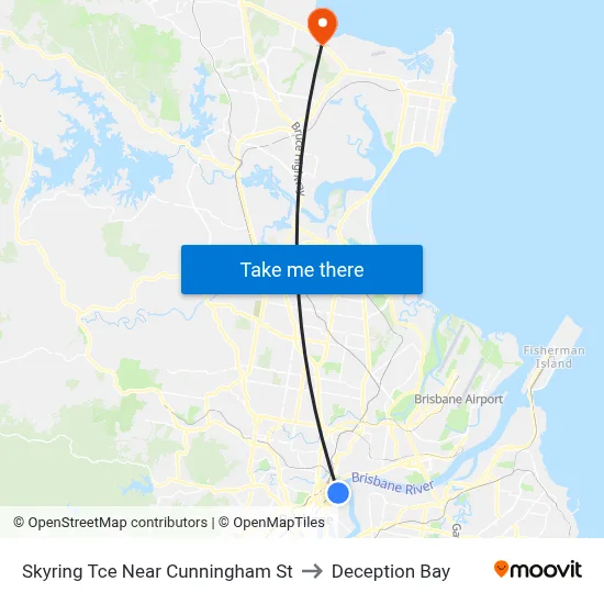 Skyring Tce Near Cunningham St to Deception Bay map