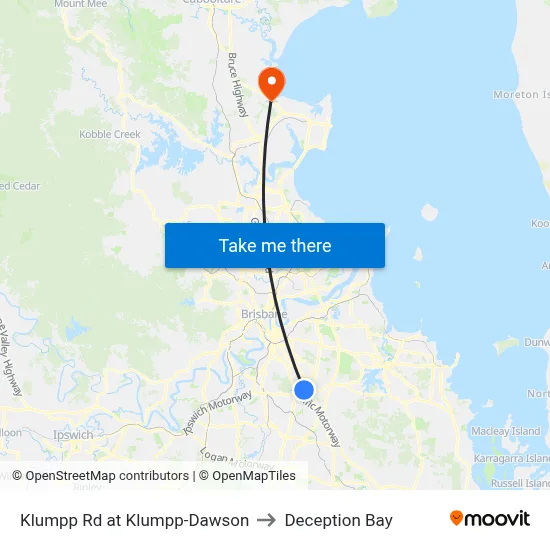 Klumpp Rd at Klumpp-Dawson to Deception Bay map