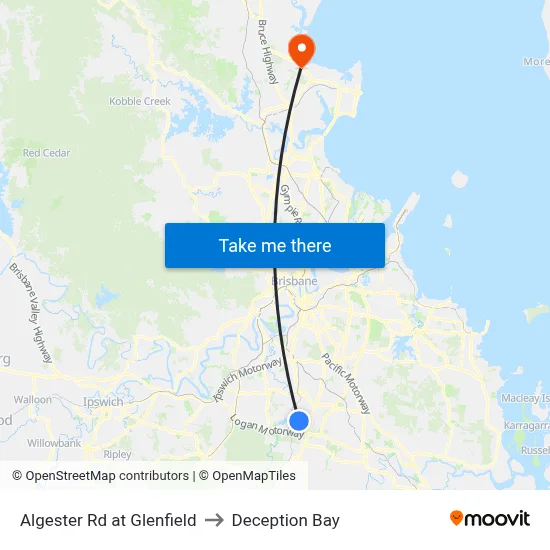 Algester Rd at Glenfield to Deception Bay map