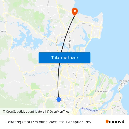 Pickering St at Pickering West to Deception Bay map