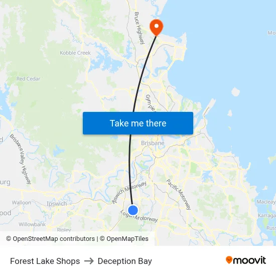 Forest Lake Shops to Deception Bay map