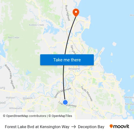 Forest Lake Bvd at Kensington Way to Deception Bay map