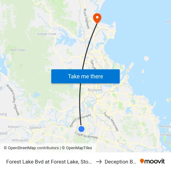 Forest Lake Bvd at Forest Lake, Stop B to Deception Bay map