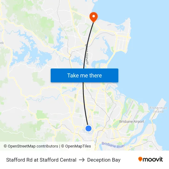 Stafford Rd at Stafford Central to Deception Bay map