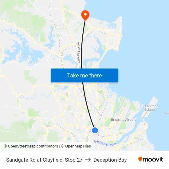 Sandgate Rd at Clayfield, Stop 27 to Deception Bay map