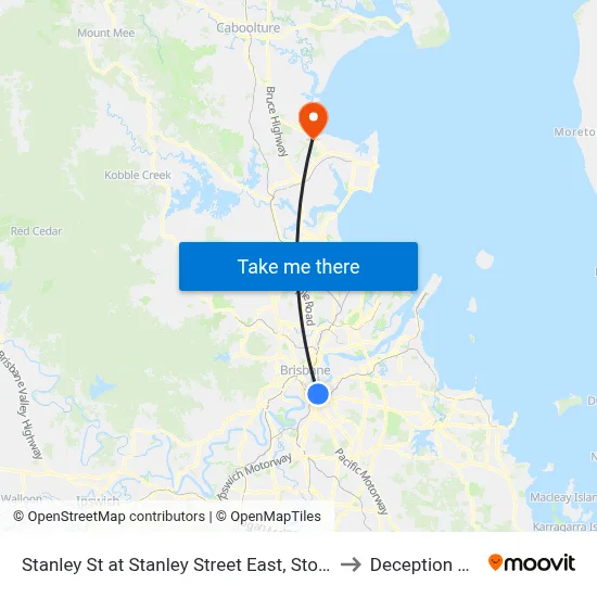 Stanley St at Stanley Street East, Stop 10 to Deception Bay map