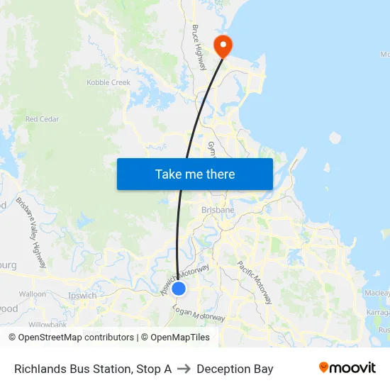 Richlands Bus Station, Stop A to Deception Bay map