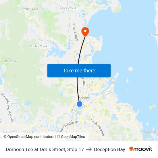 Dornoch Tce at Doris Street, Stop 17 to Deception Bay map