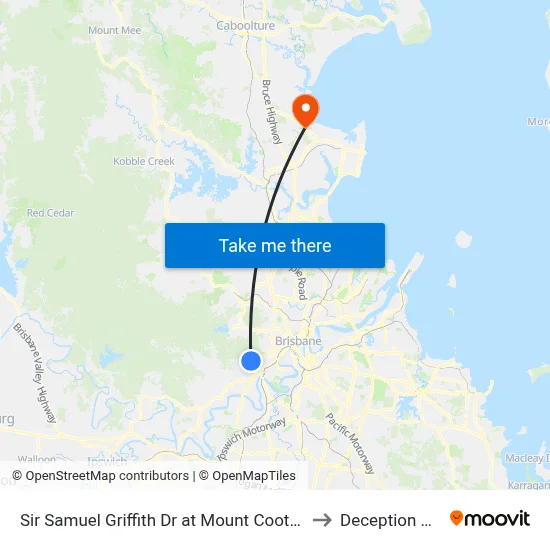 Sir Samuel Griffith Dr at Mount Coot-Tha to Deception Bay map
