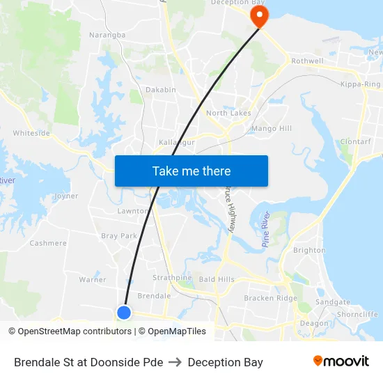 Brendale St at Doonside Pde to Deception Bay map