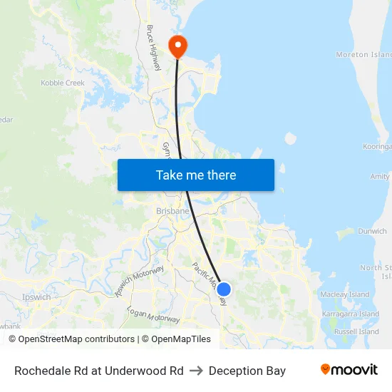 Rochedale Rd at Underwood Rd to Deception Bay map
