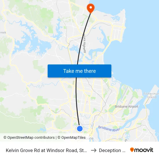 Kelvin Grove Rd at Windsor Road, Stop 16 to Deception Bay map