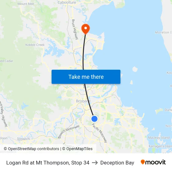 Logan Rd at Mt Thompson, Stop 34 to Deception Bay map