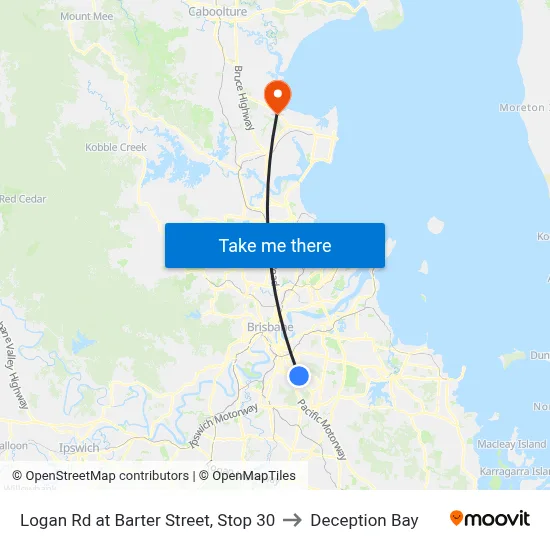 Logan Rd at Barter Street, Stop 30 to Deception Bay map