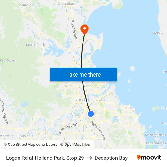 Logan Rd at Holland Park, Stop 29 to Deception Bay map