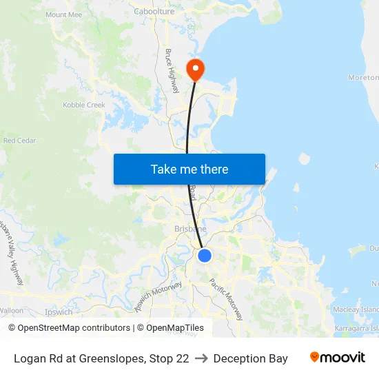 Logan Rd at Greenslopes, Stop 22 to Deception Bay map