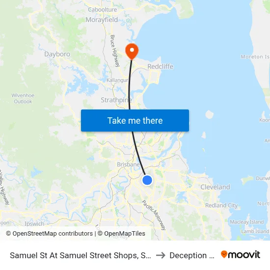 Samuel St At Samuel Street Shops, Stop 41 to Deception Bay map