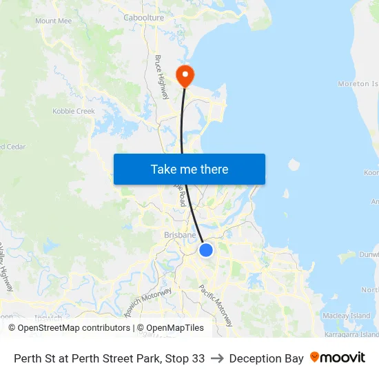 Perth St at Perth Street Park, Stop 33 to Deception Bay map