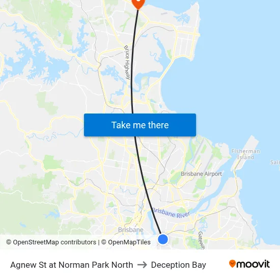 Agnew St at Norman Park North to Deception Bay map