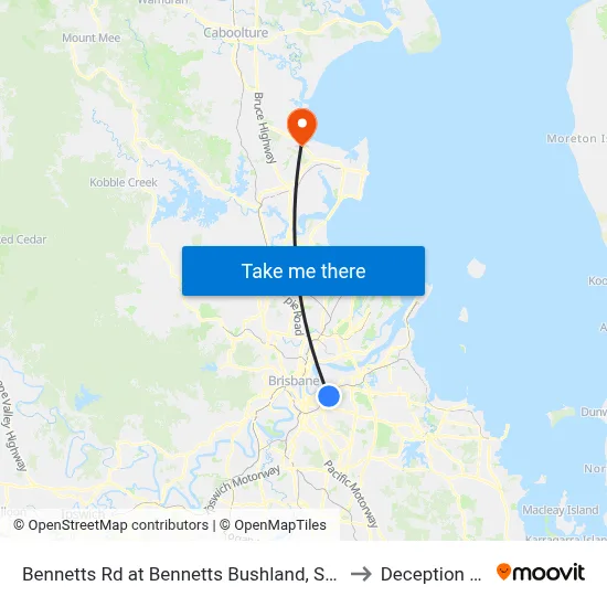 Bennetts Rd at Bennetts Bushland, Stop 29 to Deception Bay map