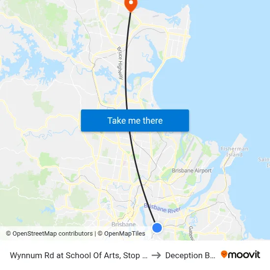 Wynnum Rd at School Of Arts, Stop 27 to Deception Bay map