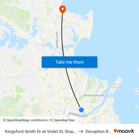 Kingsford Smith Dr at Violet St, Stop 35 to Deception Bay map