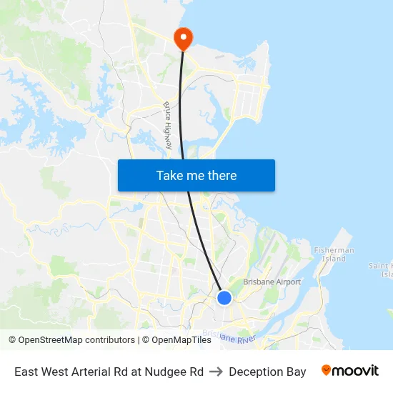 East West Arterial Rd at Nudgee Rd to Deception Bay map