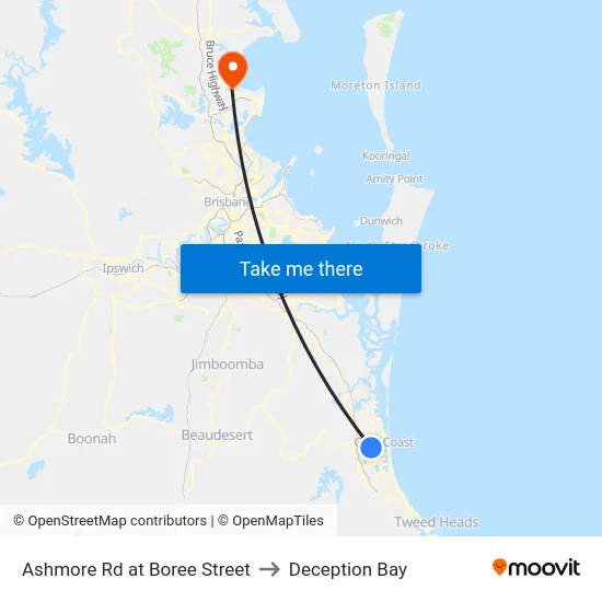 Ashmore Rd at Boree Street to Deception Bay map